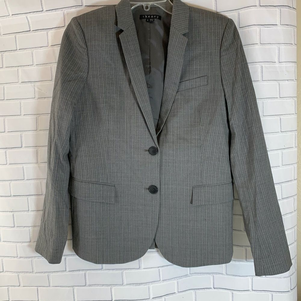 Theory Matelda North Hampton Striped Blazer Sz 8